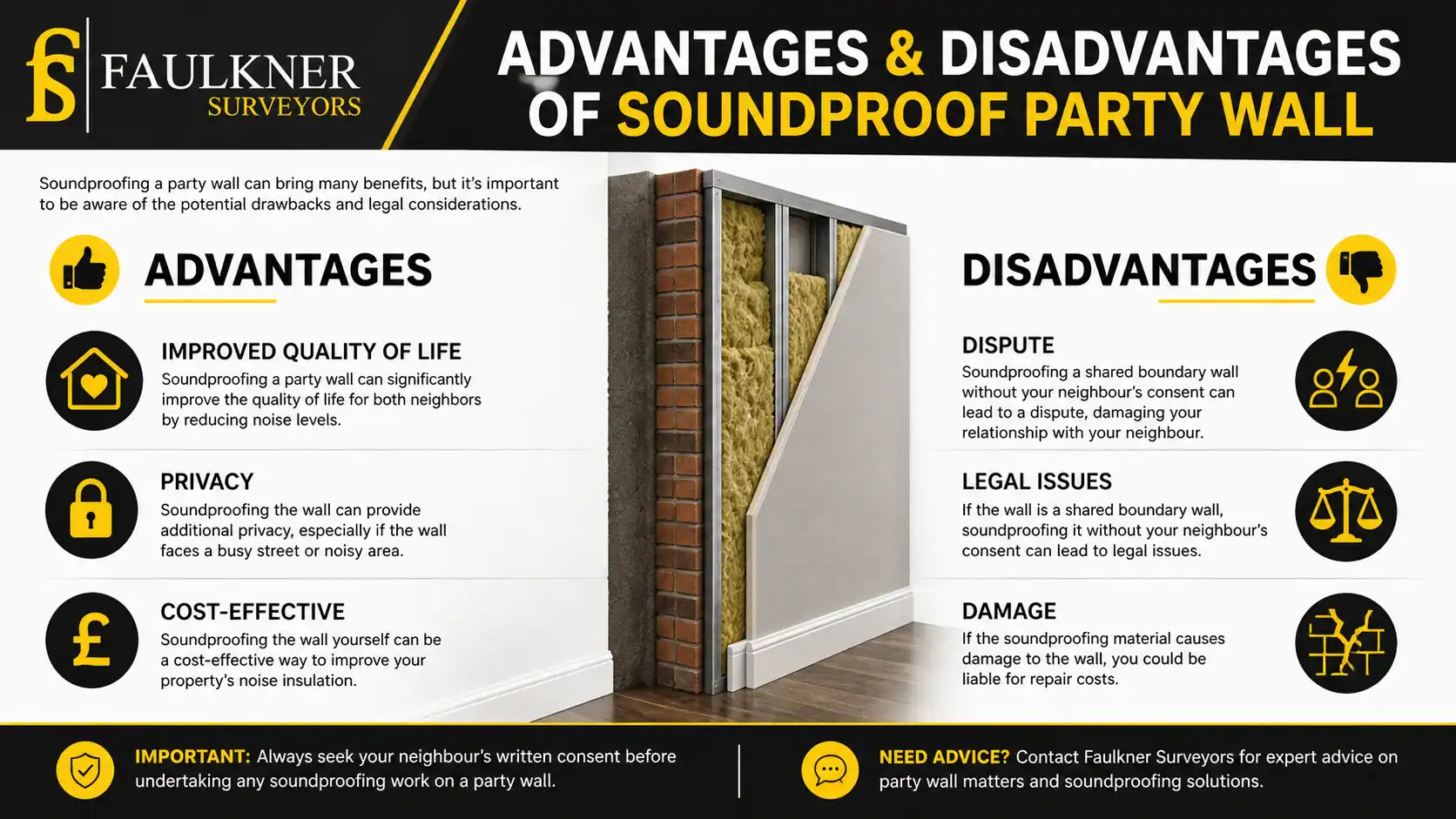 Can you soundproof a Party wall? 2 Advantages and Disadvantages of Soundproof Party Wall Chesham
