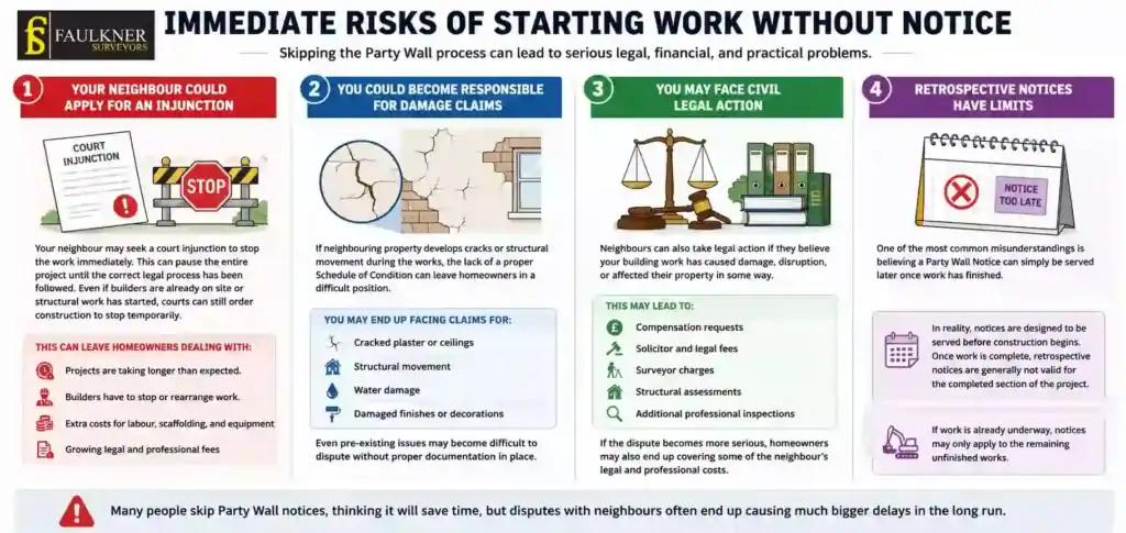 What Happens If You Start Work Without a Party Wall Notice? 1 Immediate Risks of Starting Work Without Party Wall Notice Chesham